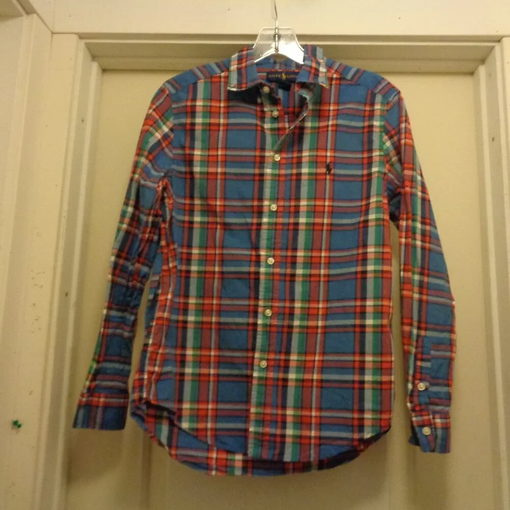 RALPH LAUREN RETRO BOYS COTTON PLAID SHIRT 14/16
